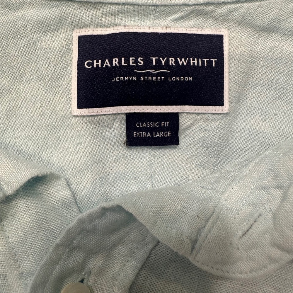 Charles Tyrwhitt Men XL Light Blue 100% Linen Long Sleeve Button Down Shirt XL - Picture 3 of 8